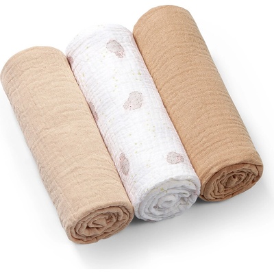 BabyOno Mušelínové super měkké 70x70cm béžová hnědá 3ks