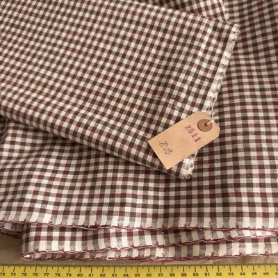 Vintage bavlněné plátno drobná kostka hnědá