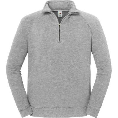 Fruit of the Loom ICONIC PREMIUM СУИТШЪР С ЦИП ДЪЛГО / Плътен памучен суитшърт с 1/4 цип - светлосив меланж XL (162288a9904)