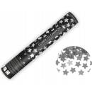 PartyDeco Vystreľovacie konfety Strieborné hviezdy 40 cm