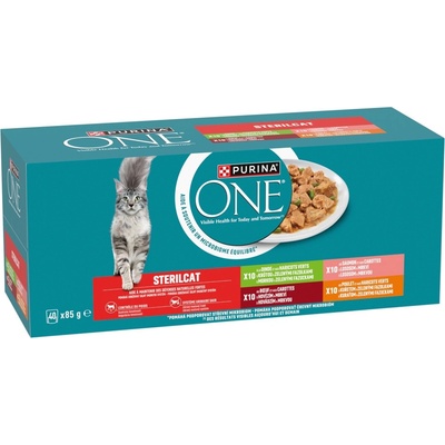 PURINA One Sterilcat Beef, salmon, chicken, turkey Box 40 x 85 g