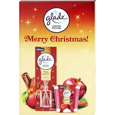 Glade Dárková sada Merry Christmas Warm Apple Pie vonné tyčinky + svíčka – Zboží Dáma
