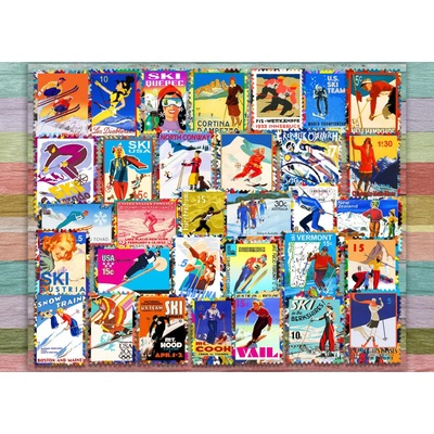 Grafika - Puzzle Ski Stamp Posters - 500 piese