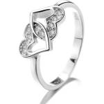 Silenti Jewelry Сребърен пръстен "Две Сърца" - 7 - 54.5мм (17.2мм диам. )