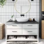 vidaXL Плот за баня тъмнокафяв 100x50x(2-6)см обработено масивно дърво (3156229)