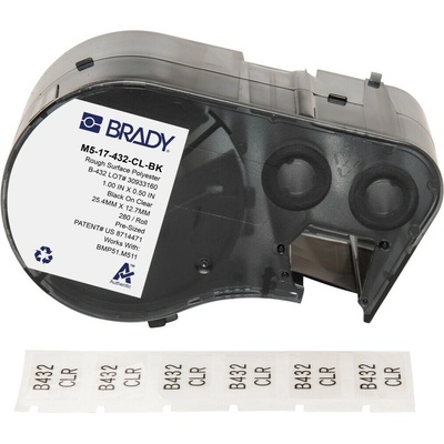 Brady M5-17-432-CL-BK / 170873, 25.40 mm, Polyester, čierna tlač / priehľadný podklad