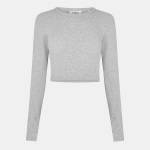 JJXX Къса блуза JJXX Women's Feline Long-Sleeve Crop Top - Grey Melange