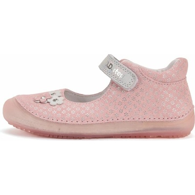 D.D.Step detské balerínky kožené barefoot H063-51878A metalic pink