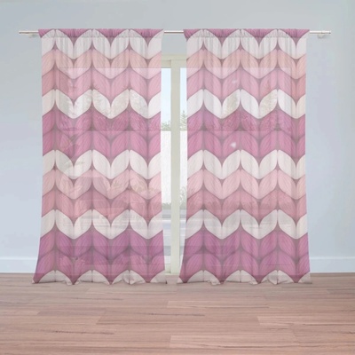 Sablio Záclony Striedajúce ružové pletenie: 2ks 150x250cm
