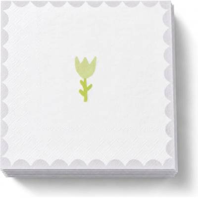 Gastrokuchyne Obrúsok PAP FSC Mix 3V bielo-sivý s motívom kvetu 33x33 cm