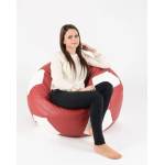 Pufrelax Пуф, топка 400л. Telstar XL - Red & White, Еко кожа, Пълнеж от Полистиролни перли