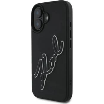 KARL LAGERFELD Карл Лагерфелд 3D гумен калъф за iPhone 16 с подпис - черен (3666339319922)