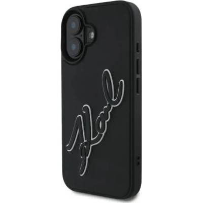 KARL LAGERFELD Карл Лагерфелд 3D гумен калъф за iPhone 16 с подпис - черен (3666339319922)
