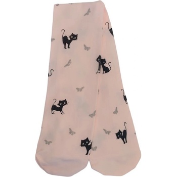 Detské pančuchy silonové 40 den vzor mačička s motýľom Princessa svetloružová