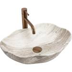 Rea REA-U0618 - Умивалник за плот PEARL 38x50, 5 cm керамика/бежова/имитация на камък (RE0460)