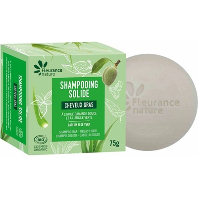 Fleurance nature tuhý šampon pro mastné vlasy s mandlovým olejem a se zeleným jílem 75g