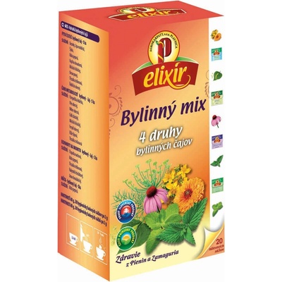 Agrokarpaty čaj Elixír bylinný mix 4 druhy bylinných čajov 20 vreciek