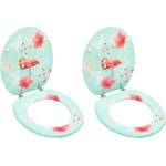 vidaXL WC тоалетни седалки с капак, 2 бр, МДФ, дизайн фламинго (3056405)