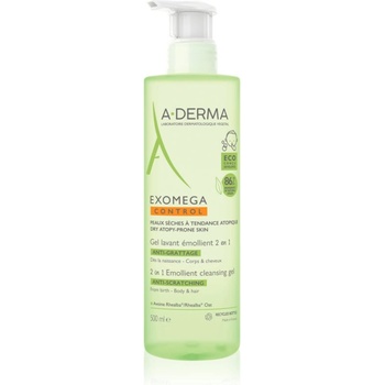 A-DERMA Exomega Control 2 in 1 emollient cleansing gel душ гел за суха към атопична кожа 500ml