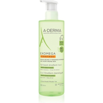 A-DERMA Exomega Control 2 in 1 emollient cleansing gel душ гел за суха към атопична кожа 500ml