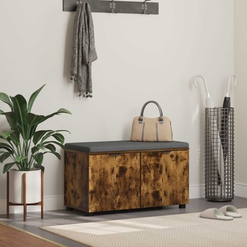 vidaXL Пейка за коридор с възглавница Димян дъб 80 x 38 x 46 см (891484)