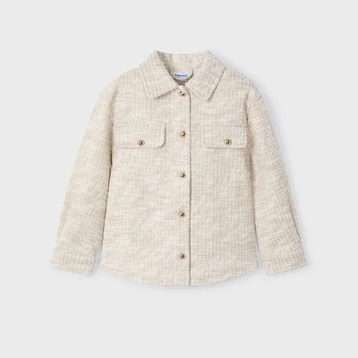 MAYORAL Връхна риза трикотаж фантазия за мини момиче в цвят пясък Майорал