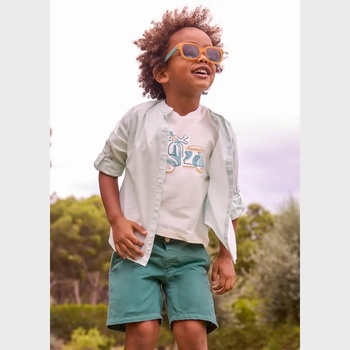 Mayoral Бермуди лен relaxed Синьозелен цвят за мини момче Mayoral