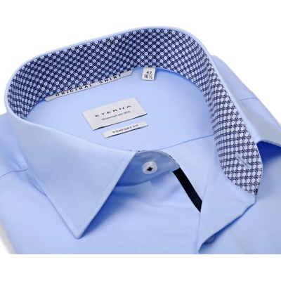 Eterna Comfort Fit košile s modro-bílým vnitřním límcem a manžetou prodloužený rukáv světle modrá
