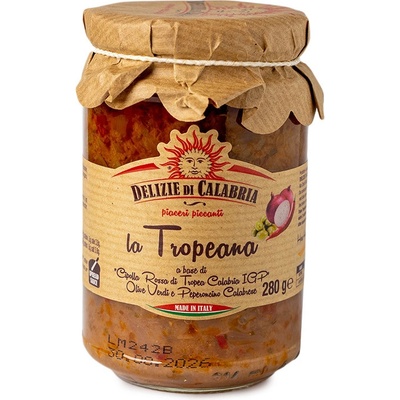 Delizie di Calabria la Tropeana pikantná omáčka s kalabrijskou červenou cibuľou IGP a zelenými olivami 280 g