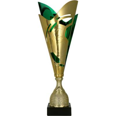 PUCHARY Pohár kovový zeleno zlatý 40,5 cm