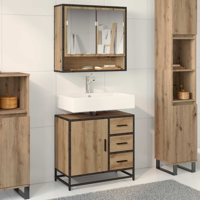 vidaXL Шкаф за баня с чекмедже Дъб 65 x 33 x 60 см Инженерно дърво (883625)