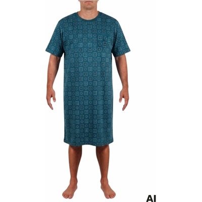 New Fashion Zdeno pánska bavlnená nočná košeľa krátky rukáv olivová zelená
