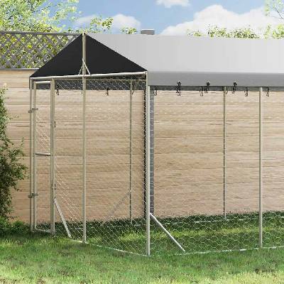 vidaXL Venkovní psí kotec se střechou stříbrný 300 x 4,5 x 250 cm