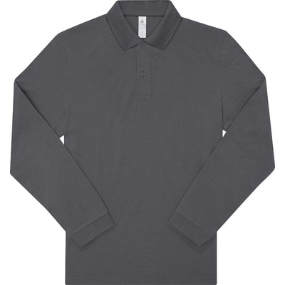 B&C My Polo 180 LSL Piqué polo tričko s dlhým rukávom sivé dark