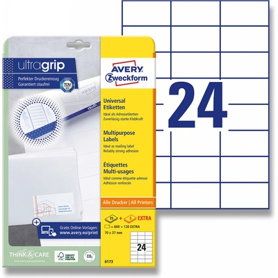 Avery Zweckform 6173 univerzální etikety 70,0 x 37,0 mm 600 etiket bílé