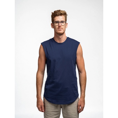 TallGuys Pánské prodloužené tričko bez rukávu óčko Navy – Sleviste.cz
