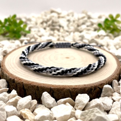 Certom Vícebarevný náramek přátelství - černá, bílá, šedá 0239