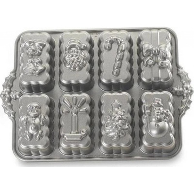 Nordic Ware forma na mini bábovky Vánoce 300 ml/8 ks stříbrná