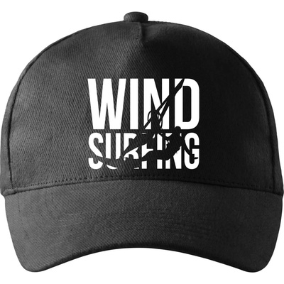 Windsurfing nápis so zahnutým šiltom a mosaznou sponou Čierna