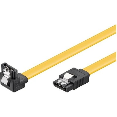 SATA III kabel 6 Gb/s, 0,1m se západkami žlutý lomený
