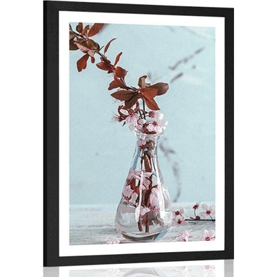Plakát s paspartou větvička třešně ve váze - 40x60 no frame