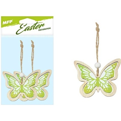 UNIPAP závěs Motýli dřevo 2ks/7cm zelení 2221616