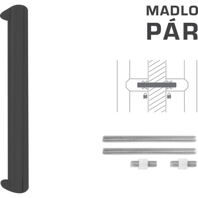 MPkovania FT - MADLO kód K40 40x20 mm UN pár Rozteč madla: 350 mm, Rozmer profilu madla: 40x20 mm, Dĺžka: 370 mm