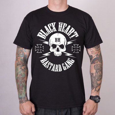 Pánské triko black Heart BASTARD GANG SKULL černá