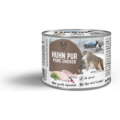 TUNDRA Cat Pure Chicken - Премиум консервирана храна за израснали котки, без зърно, с чисто пилешко месо, 200 гр