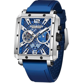 Pagani Мъжки часовник Pagani Design Perseity, Кварцов, Хронограф, Син / Сребрист (PD-1725-BLUE-SILVER)