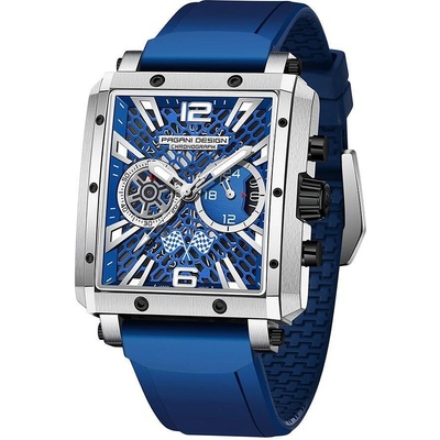 Pagani Мъжки часовник Pagani Design Perseity, Кварцов, Хронограф, Син / Сребрист (PD-1725-BLUE-SILVER)