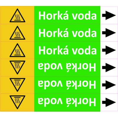 Grafiko | Horká voda - dle ISO 20560 - Materiál Samolepící PVC folie, Rozměr aršík 6 ks 52x350mm