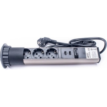 TOO PPS-306-3BR IP20, 3x 2P+F, 2x USB-A, разпределителна кутия за скрит монтаж (PPS-306-3BR)