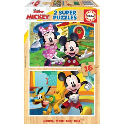 EDUCA Drevené Mickey a Minnie 2x16 dielov